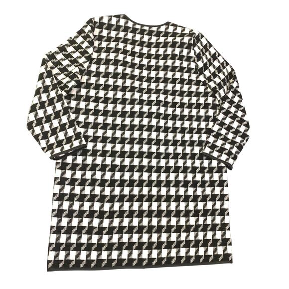 The Limited Womens Open Jacket Black White Houndstooth Sz 12 Faux Leather Trim - Picture 10 of 13